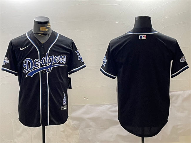 Men's Black Los Angeles Dodgers Blank 2024 World Series Champions Limited Stitched Baseball Jersey